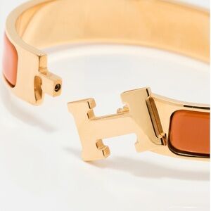 Hermes Orange Gold Clic H Narrow Bracelet